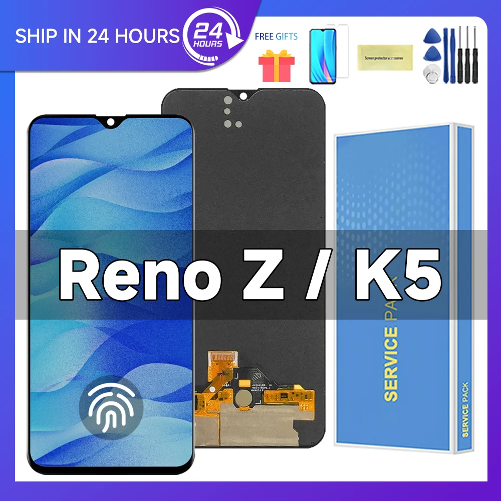 AMOLED For Oppo Reno Z LCD Display, Touch Screen Digitizer Assembly Replacement for renoZ PCDM10, CPH1979, with Frame