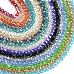 4mm Austria Faceted Crystal Beads Rondelle Glass Beads Loose Spacer Beads for Jewelry Making DIY Bracelet Nacklace Accessorice