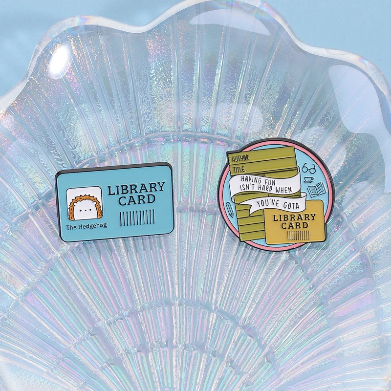 Hedgehog Library Card Enamel Pins Bookish Reading Habit Brooches Lapel Badges Reader Bookworm Jewelry Gift for Kids Friends