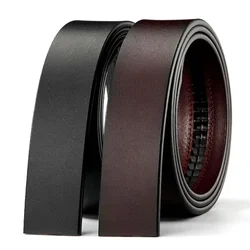 Unisex Leather Belt No Buckle for Automatic Buckle Vintage Belt Body 3.50 cm Straps Width Black Brown