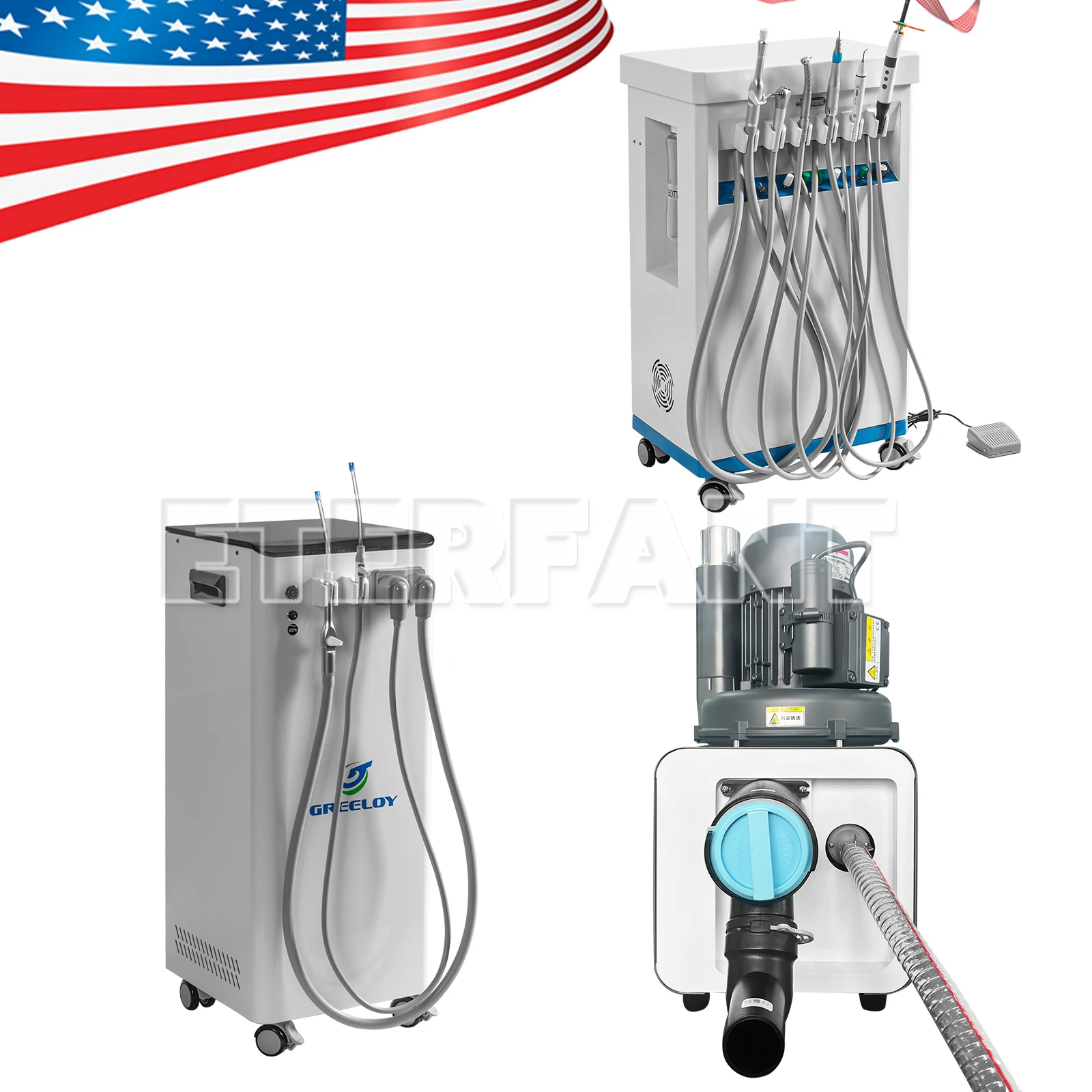 

Dental Unit w/Built-in Air Compressor Curing Light&Ultrasonic Scale/Suction Unit Negative Pressure Pump/Electric Suction Machine