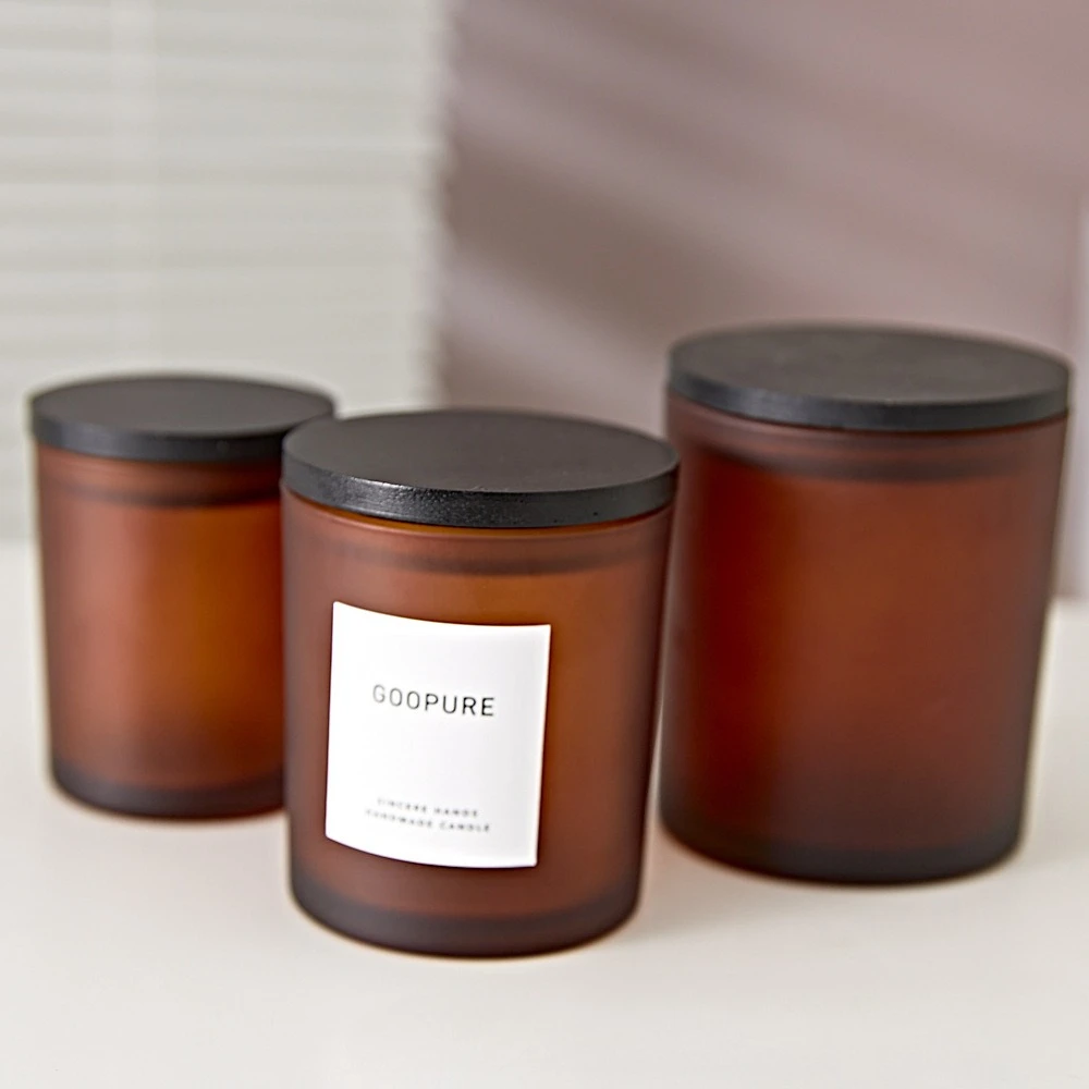 Glass Candle Holder Frosted Brown Glass Candle Cup Classic Aromatherapy Soy Wax Glass Container