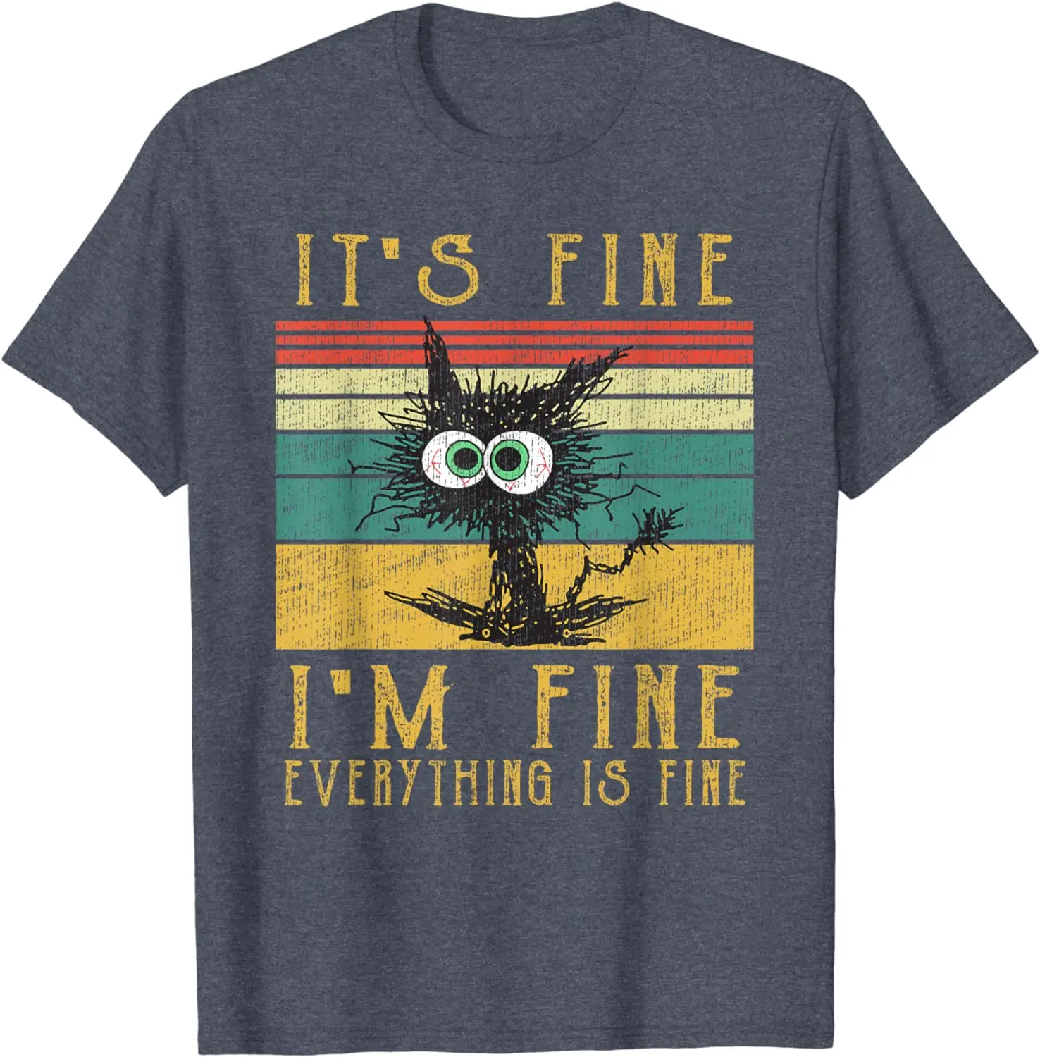 Funny Cat Shirt, It's Fine I'm Fine Everything  Cat T-Shirt Fresh Breathable Fabric Advanced Suitable for Travel and Play