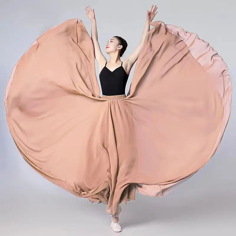720 Grad Chiffon Rock Frauen 2-schicht Lange Röcke Elegante Leistung Kleidung Gaze Rock Große Schaukel Ballett Praxis Kleidung