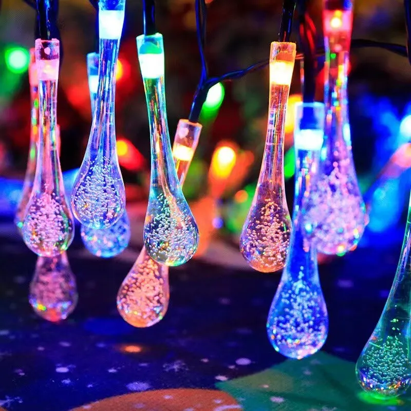 Luci a goccia d\'acqua a LED solari luci a stringa di festa decorazione da giardino fata impermeabile decorazione di ghirlande di strada all\'aperto