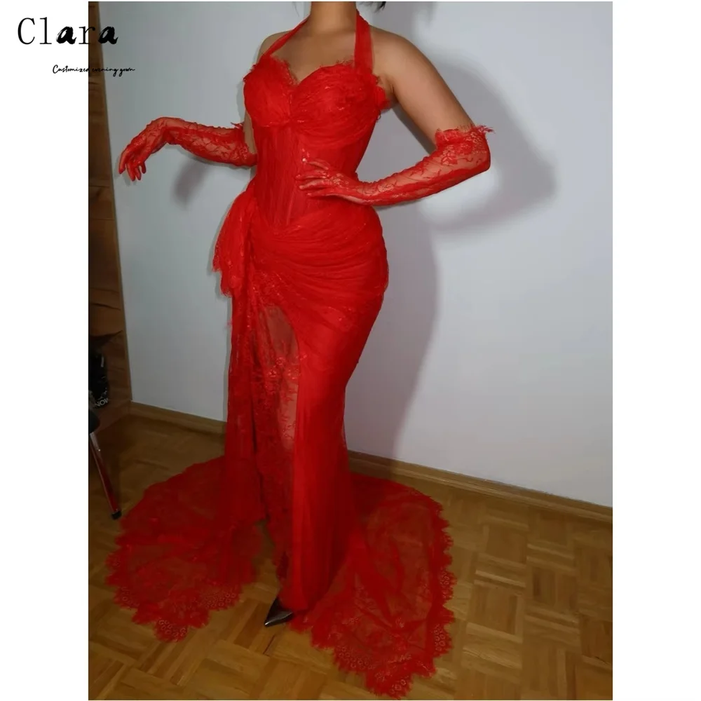 

Clara Custom Red Lace Embroidery Fishtail Woman Dresses for Wedding Party Dresses Luxury 2025 Women's Ball Gown Gala Dress Prom
