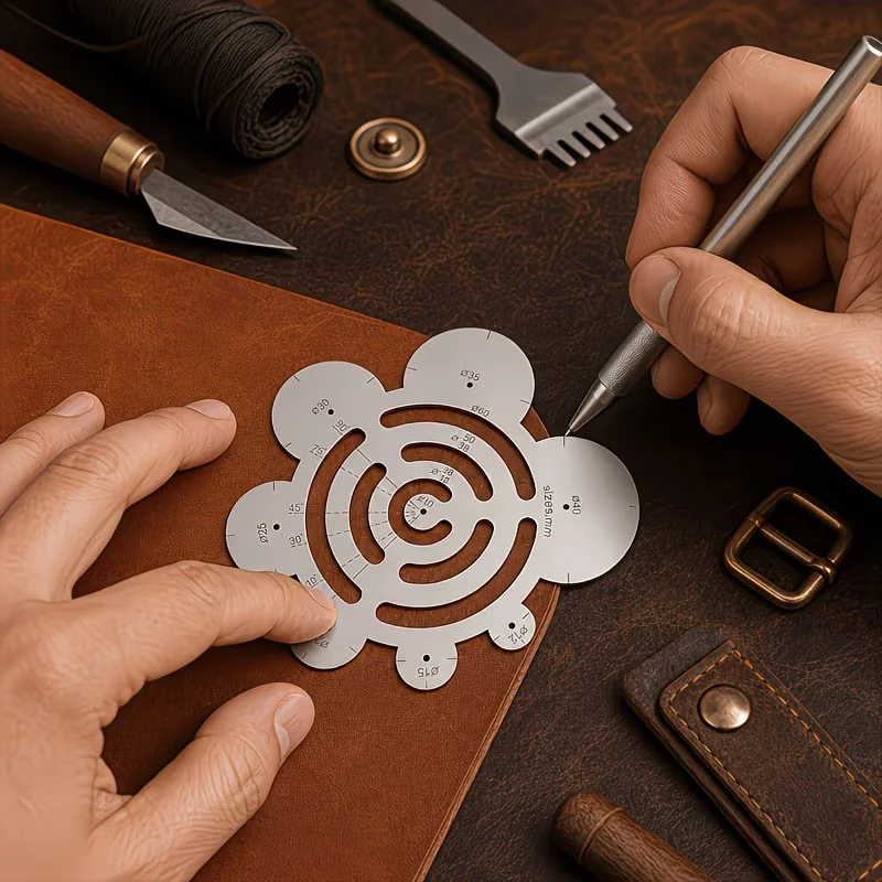 Leatherwork Templates - 스테인리스 스틸 라디우스 템플릿 자, 가죽
