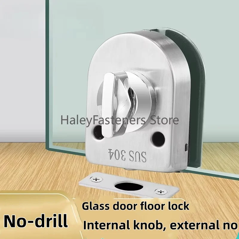 10pcs 304 Stainless Steel Glass Lock Ground Bolt Ground Anti-Theft Double Swing Hinge Frameless Sliding Door Lock,Brushed Finish