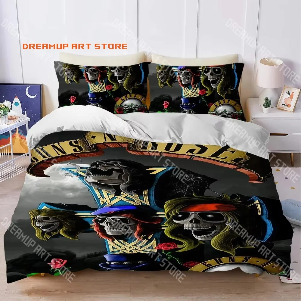 2026 3D Print Guns N' Roses Band Bedding Set Single Twin Full Queen King Size Bed Set Adult Kid Bedroom Duvetcover Set