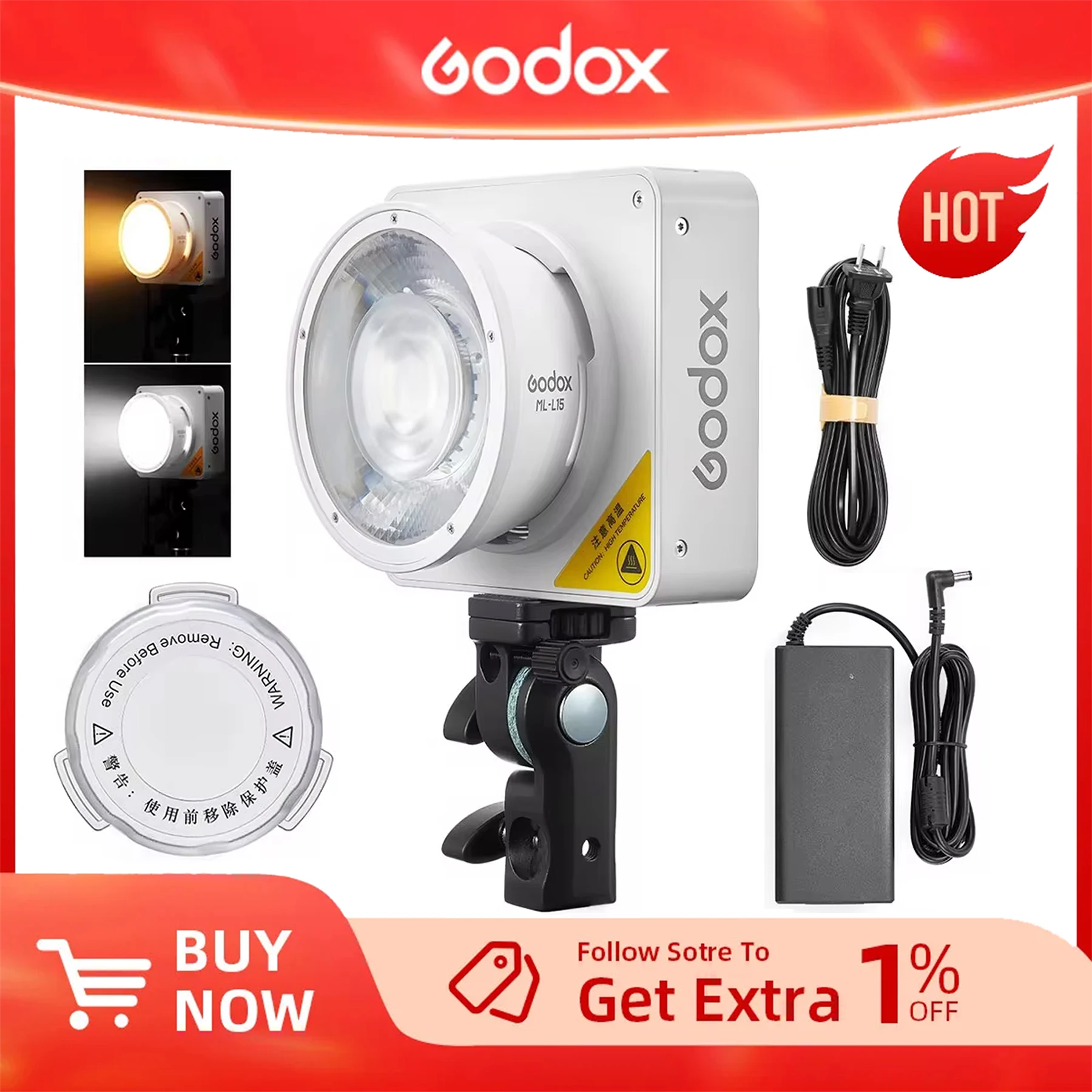 

Godox ML100Bi Bi-Color Portable LED Light 120W Onboard & App Control Photography lamp for Video recording, live streaming