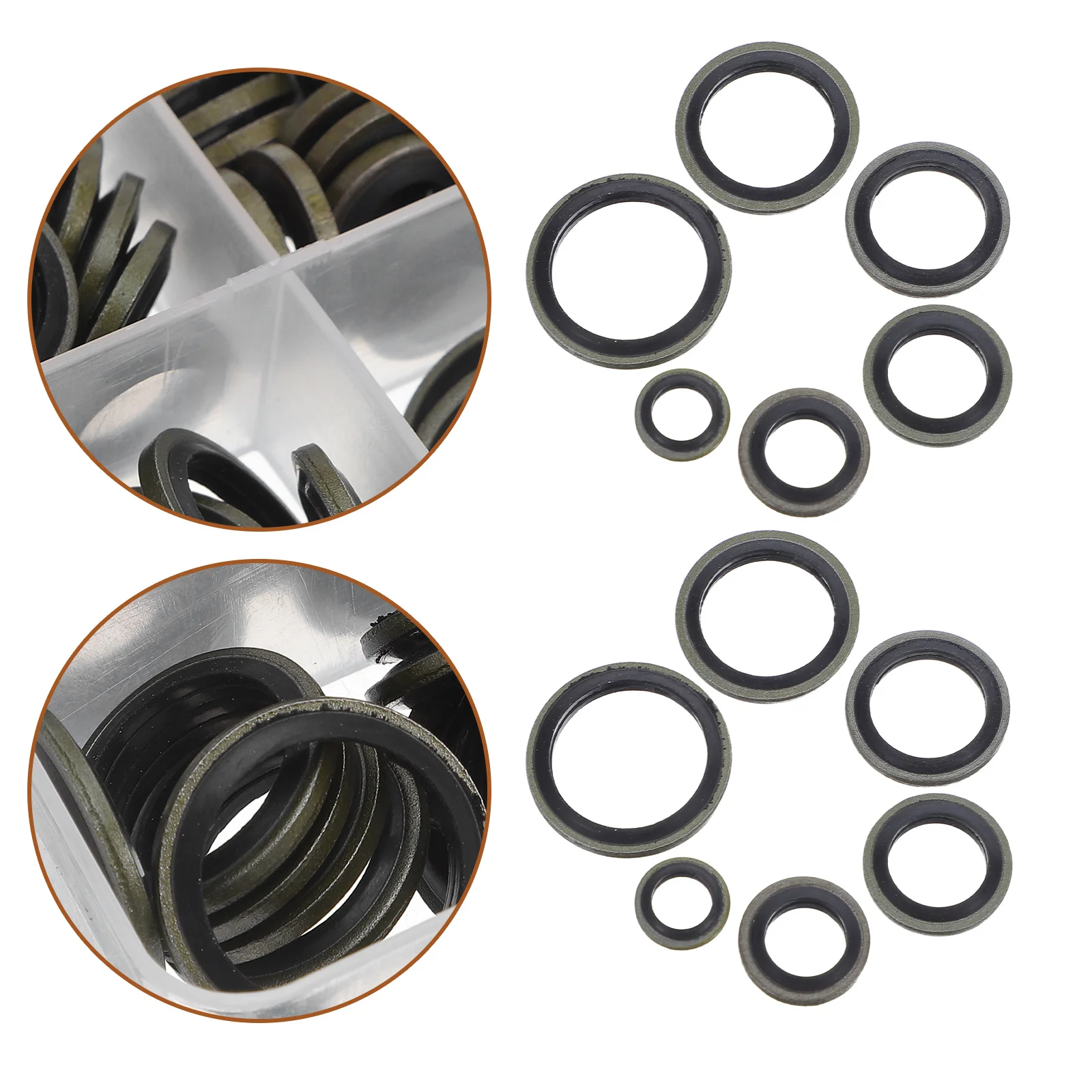 

100Pcs Hydraulic Rubber Seal Kit 6-16mm Nbr Metal Washers Assorted for Industrial Machinery Repair Seal Set Rubber Gasket