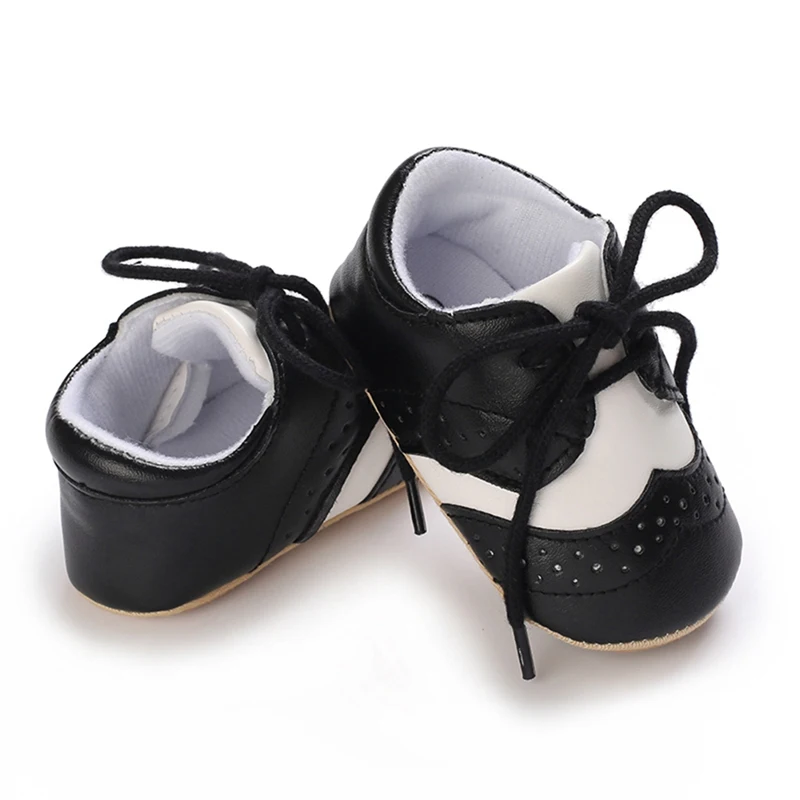 Baywell Newborn Baby Shoes Infant Boys PU Leather Shoes Casual Sneakers Soft Sole Non-Slip Toddler Shoes First Walkers