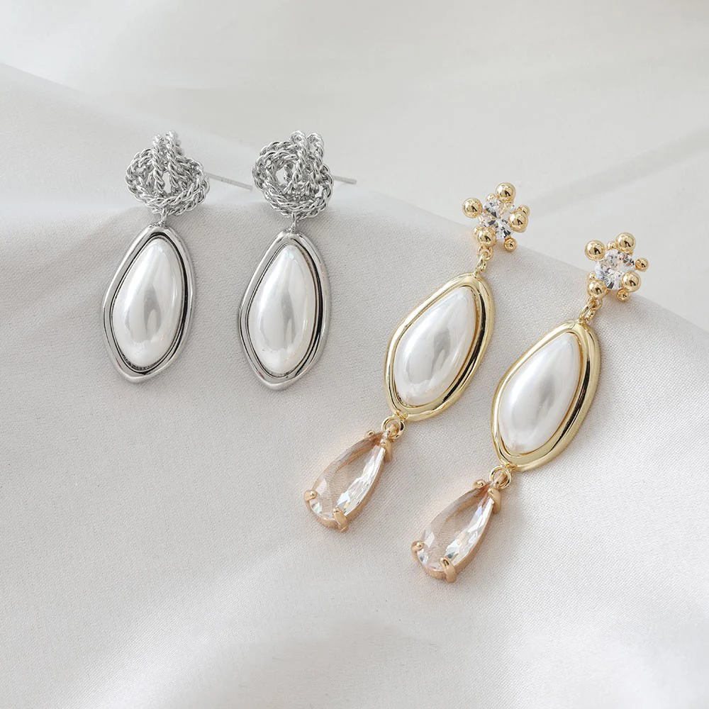 4 قطعة 14K مطلية بالذهب خمر اللؤلؤ ثقب مزدوج غير النظامية قطرة الماء قلادة DIY بها بنفسك صنع المواد الملحقات #4