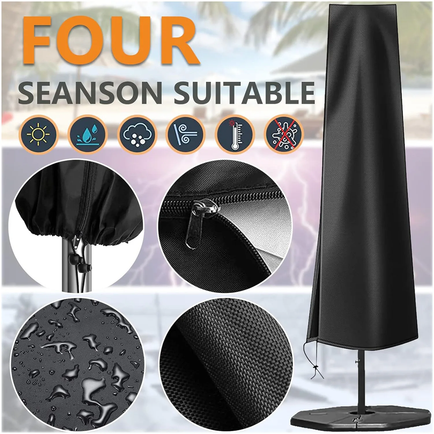 1pc Oxford Cloth Outdoor Parasol Cover, Waterproof Windproof Sunproof Dustproof, Storage Protective Cover for Banana Umbrella