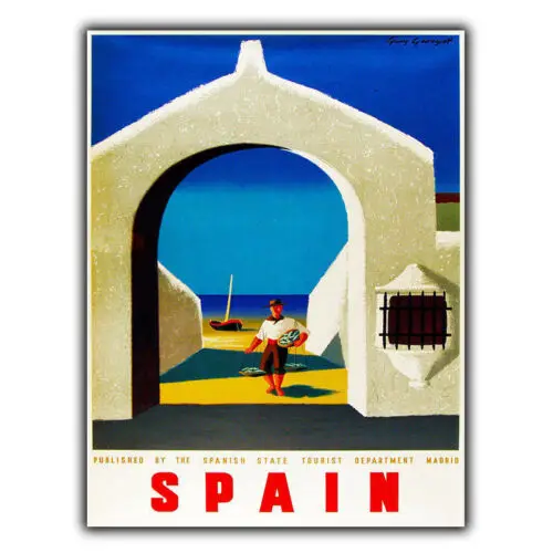 ИСПАНИЯ МЕТАЛЛИЧЕСКАЯ ВИНКА ПЛАТА Винтаж Ретро Путешествия Праздник Реклама плакат с принтом декор-Алюминий