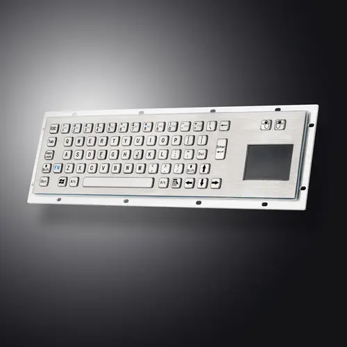 Panel Mount Waterproof IP65 Rugged Kiosk Wired USB PS2 Stainless Steel Metal Industrial Keyboard With Touchpad - Image 4