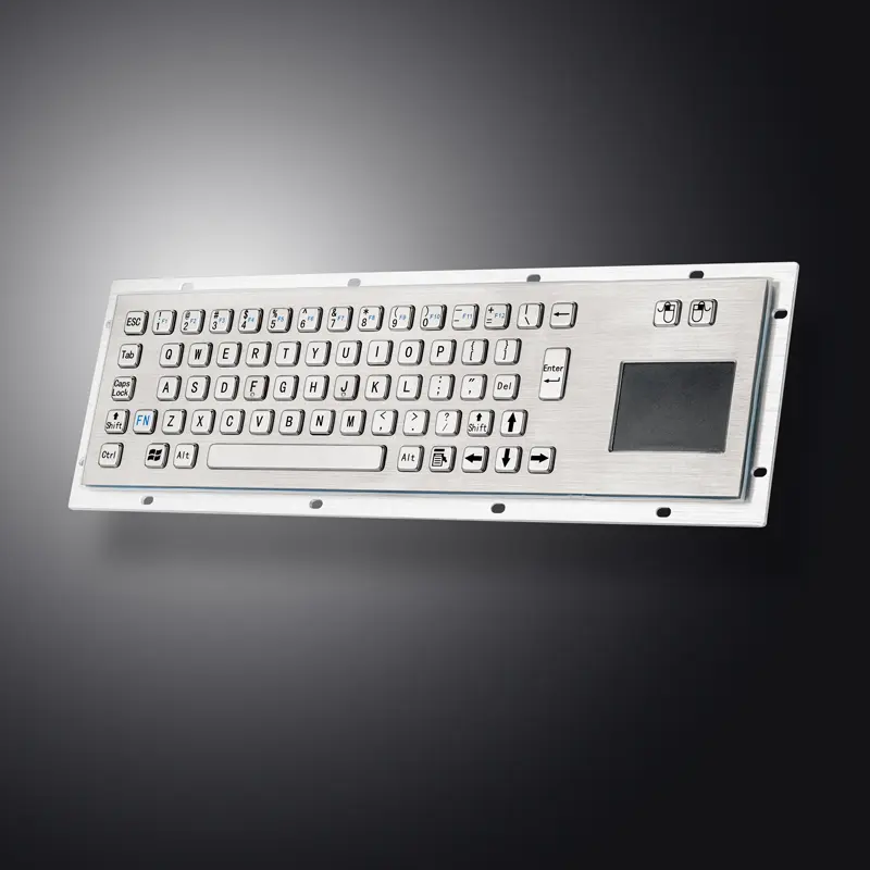 Panel Mount Waterproof IP65 Rugged Kiosk Wired USB PS2 Stainless Steel Metal Industrial Keyboard With Touchpad - Image 4