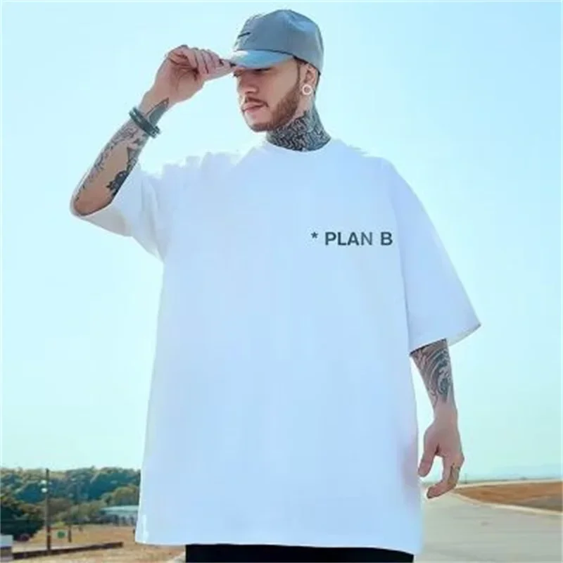 PLAN A Funny Graphic Tshirt For Men Casual Cotton Comfortable T-Shirt Fashion Vintage y2k Tee Shirts Oversized Streetwear Tops