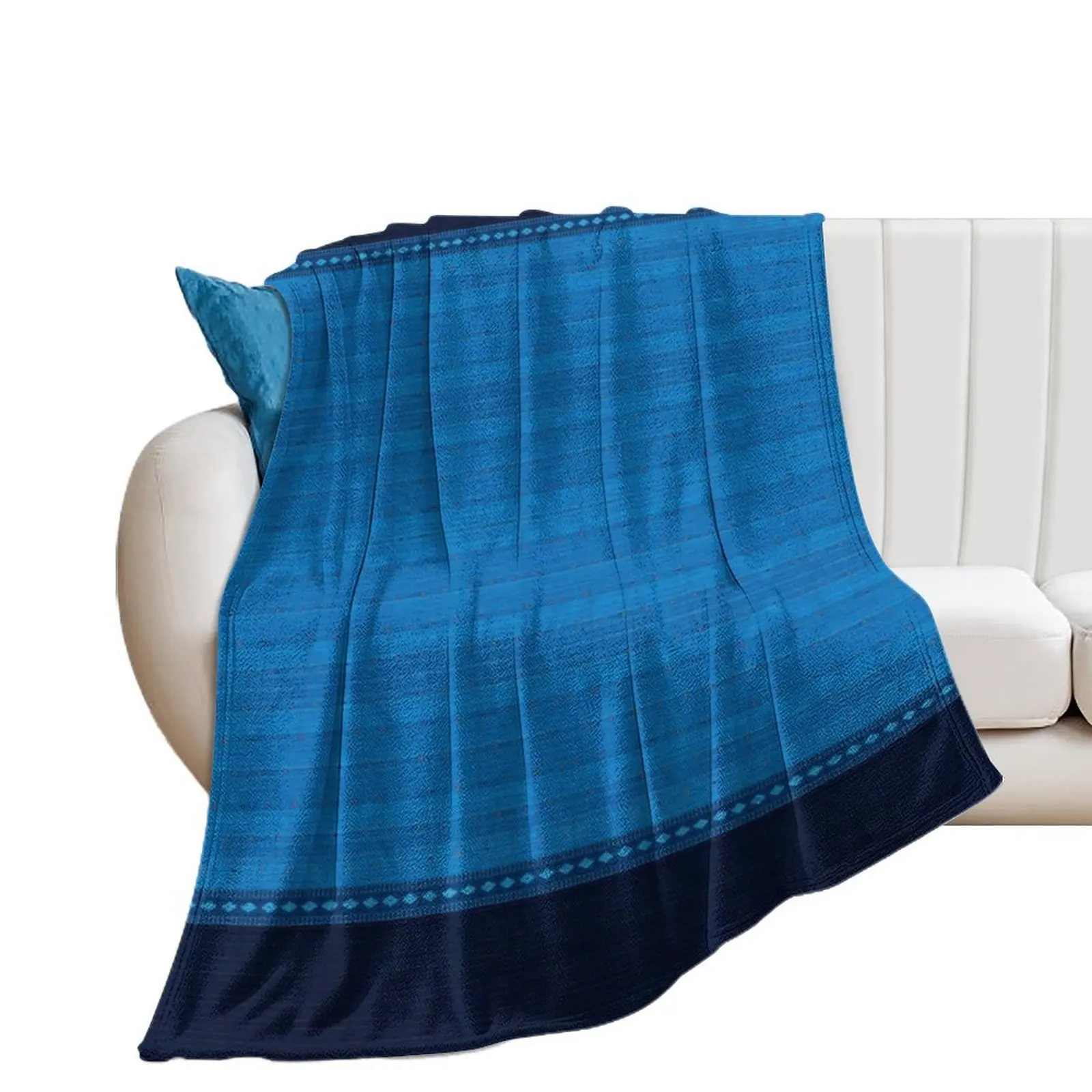 Oceanic Azure: Moroccan Tranquility in Indigo Artistry Throw Blanket Sofa Throw Multi-Purpose Blankets