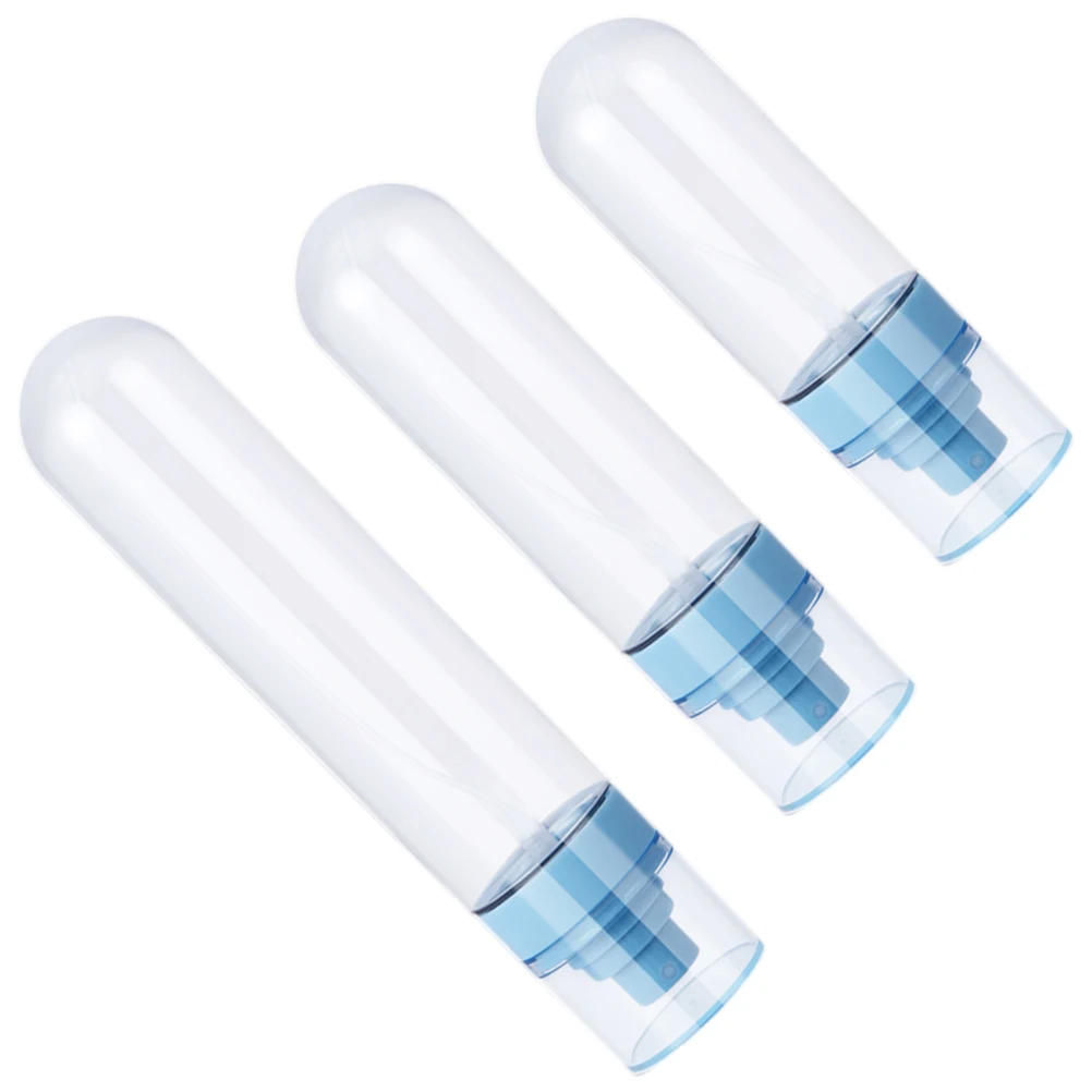 

3Pcs Empty Travel Bottles Set 50ml 80ml 100ml Transparent Blue Inverted Fine Spray Toiletry Shampoo Containers