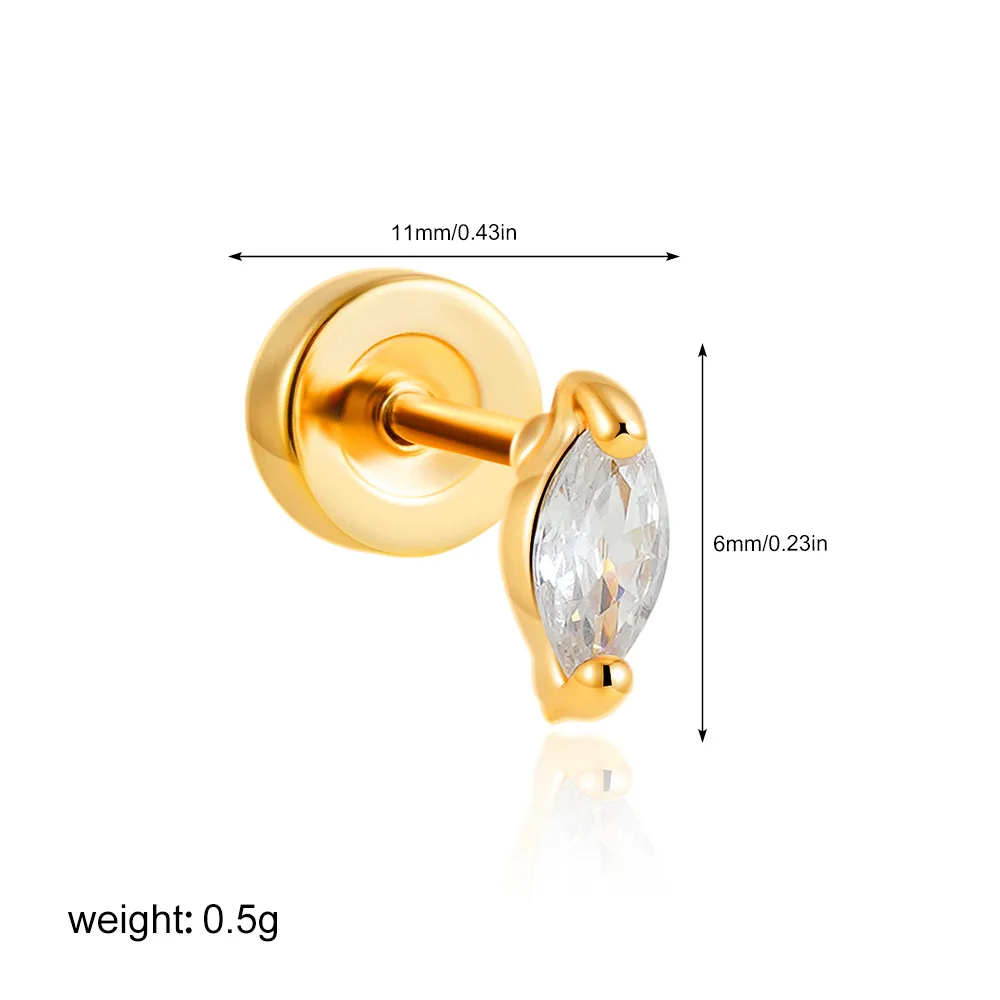 1PC Chirurgische Edelstahl Ohrringe für Frauen Zierliche Ohrringe mit flacher Rückseite Ohrstecker 20G CZ Knorpel Helix Tragus Conch Lobe Piercing – Detail 22