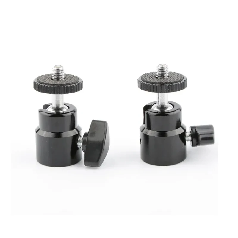HDRIG 2 sztuk 360 ° obrotowy Mini piłka głowy zimno/uchwyt gorącej stopki 1/4 "śruba akcesoria do aparatu dla lustrzanka cyfrowa LED światła