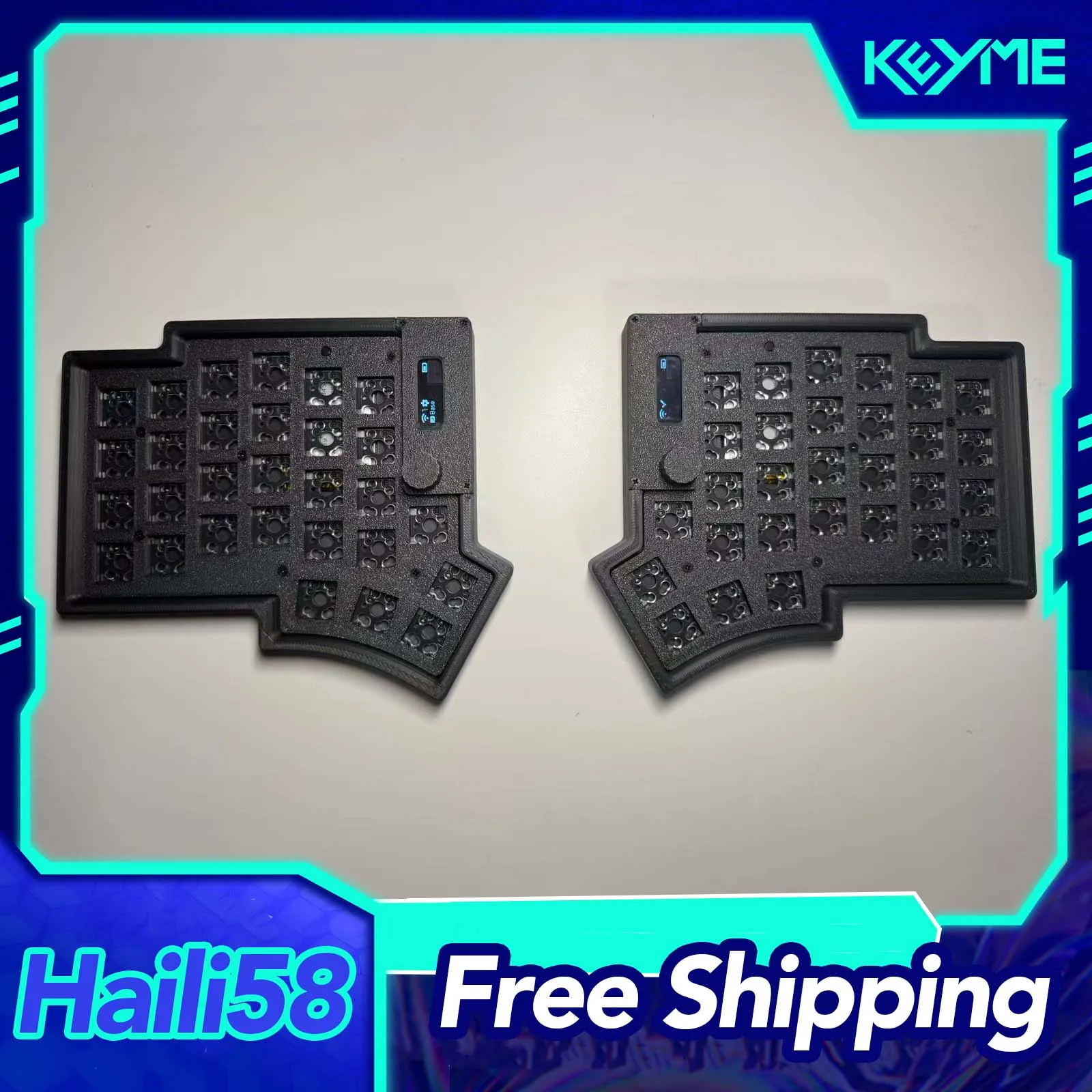 Haili58 Split Keyboard Kit Wireless Bluetooth With Knob Hot Swap Support ZMK 500mAh Split Keyboard PLA Case PC Gamer Accessories