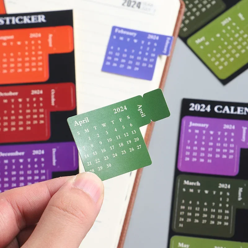 2024 Calendar Stickers Monthly Planner Label Tags for Notebook Agenda Index Stickers Bookmark Notes Office School Supplies New