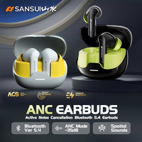 Sansui -35dB ANC TWS Bluetooth Earbuds Spatial Audio Bluetooth 5.4 Earphone Active Noise Cancellation Headphone 4 Mic HD Call