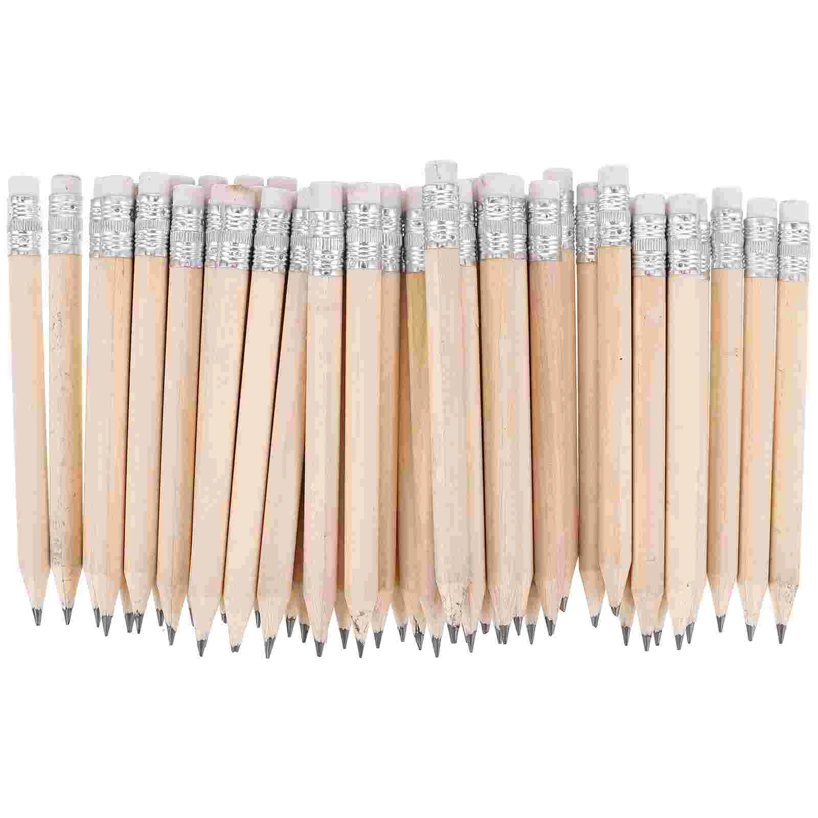 Small Log Pencils Short Drafting Kids Writing Miniature Golf Basswood Student Use