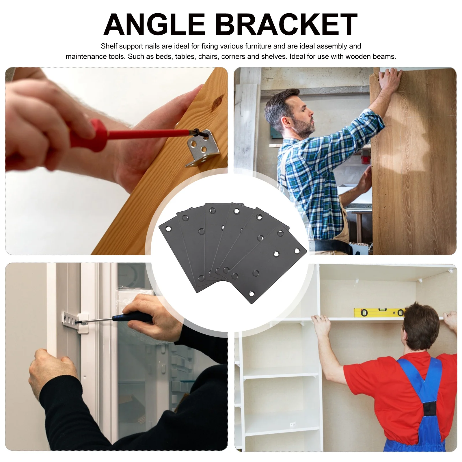 

6Pcs Metal Corner Braces for Furniture Stainless Steel Flat Bracket Strong Stable Oxidation Resistance Easy to Use