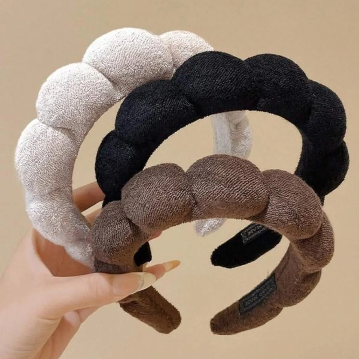 

3 шт., набор плюшевых повязок на голову с завязками, модные многофункциональные элегантные простые однотонные аксессуары для волос для ежедневного использования