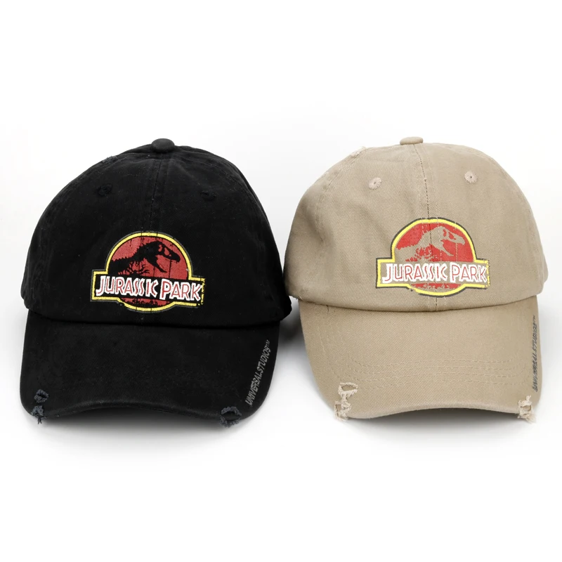 Jurassic Park Baseball Cap Red Distressed Logo Kpop Rock Adjustable Trucker Hat Street Style Print Men Adult Baseball Caps image 2