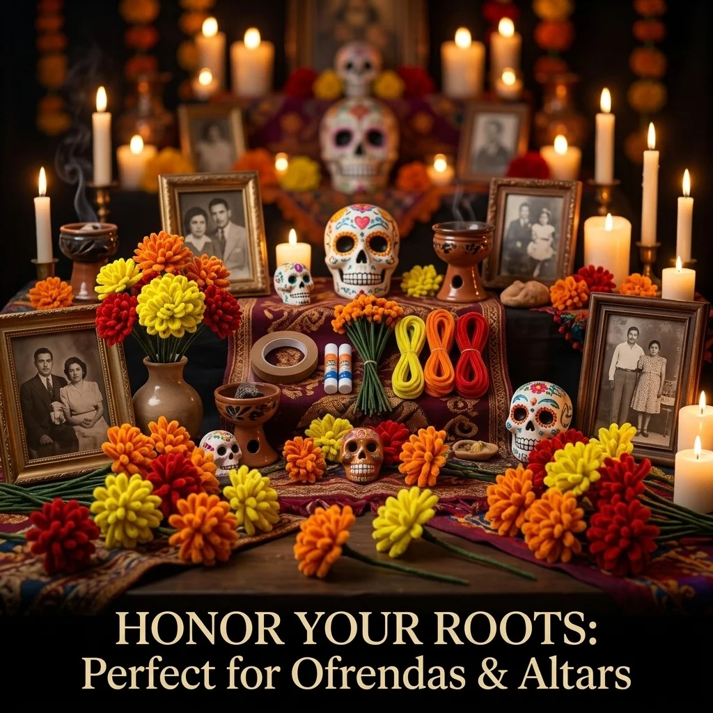 Mexico Theme Marigold Party Decoration Day of The Dead Family Worship DIY Flower Bouquet Cleaner Handcraft  Home Decoration