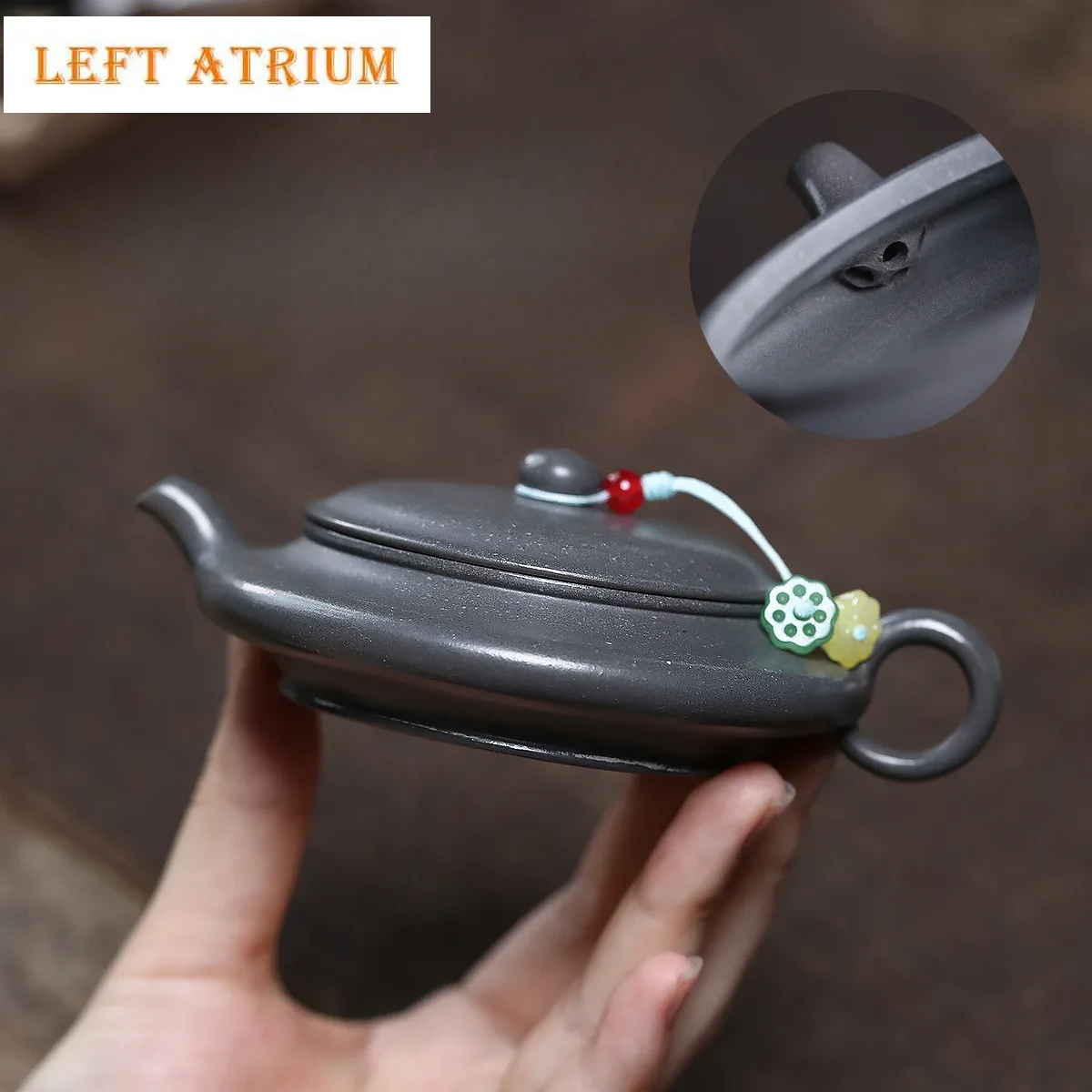 

90ml Luxury Yixing Purple Clay Teapots Handmade Flat Pot Raw Ore Azure Mud Kettle Zisha Tea Set Tea Items Drinkware Accessories