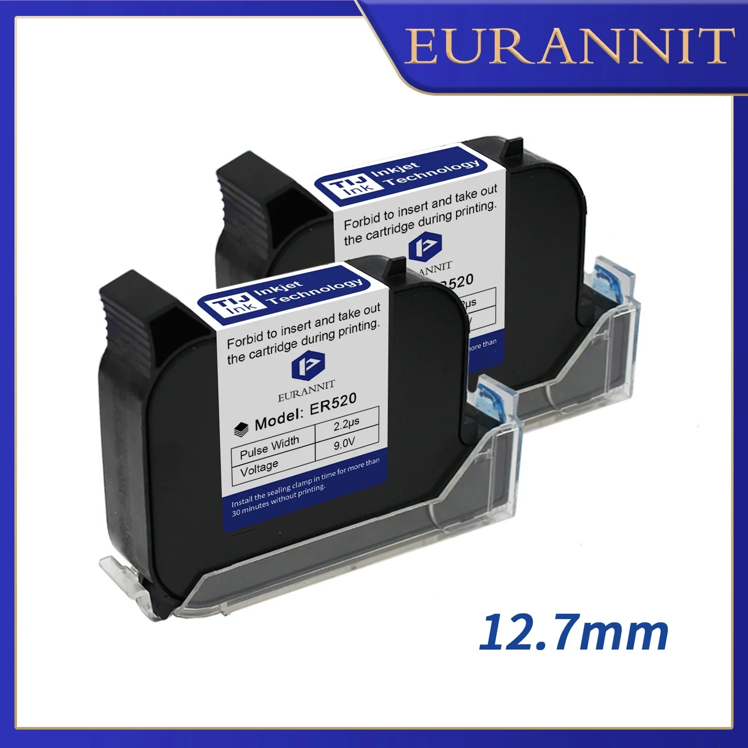 EURANNIT520 Original 12.7mm Online Inkjet Printer Ink Fast Dry Solvent Ink Cartridge Unencrypted Online Printer Black Inks