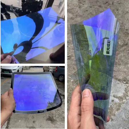 Purple Light Dazzle Color Side Rear Block 915H Most Popular Chameleon Color Changing Window Film For Car Window Tinting