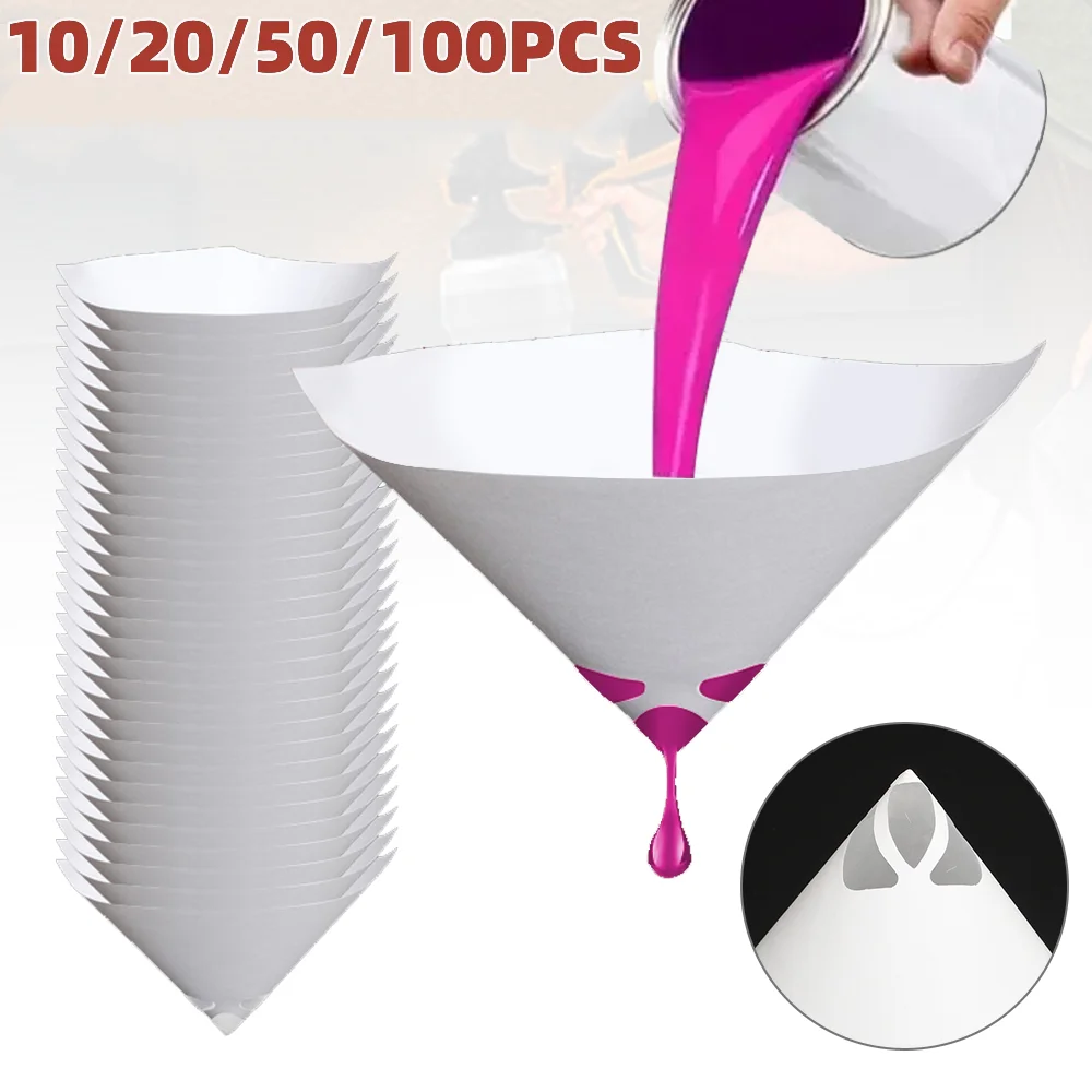 10/20/50/100Pcs Paint Filter Paper Car Paint Spray Mesh Paper Filter Funnel Strainer Disposable Conical Straining Funnel