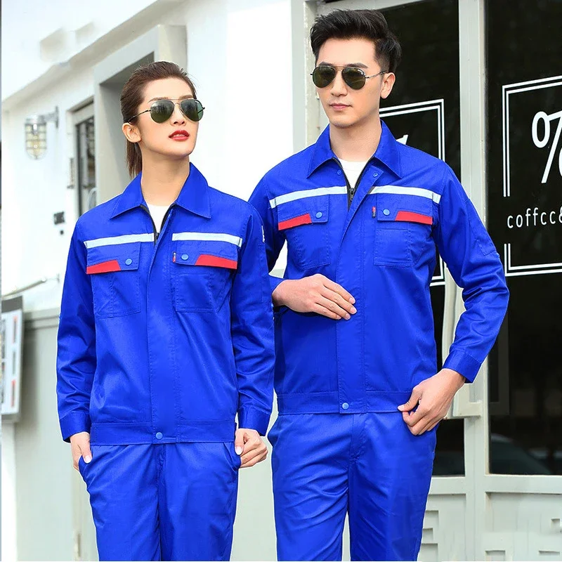 Summer Reflective Work Clothes Set Anti-Static Wear-Resistant Breathable Uniforms Electric Workshop Mechanical Working Coveralls