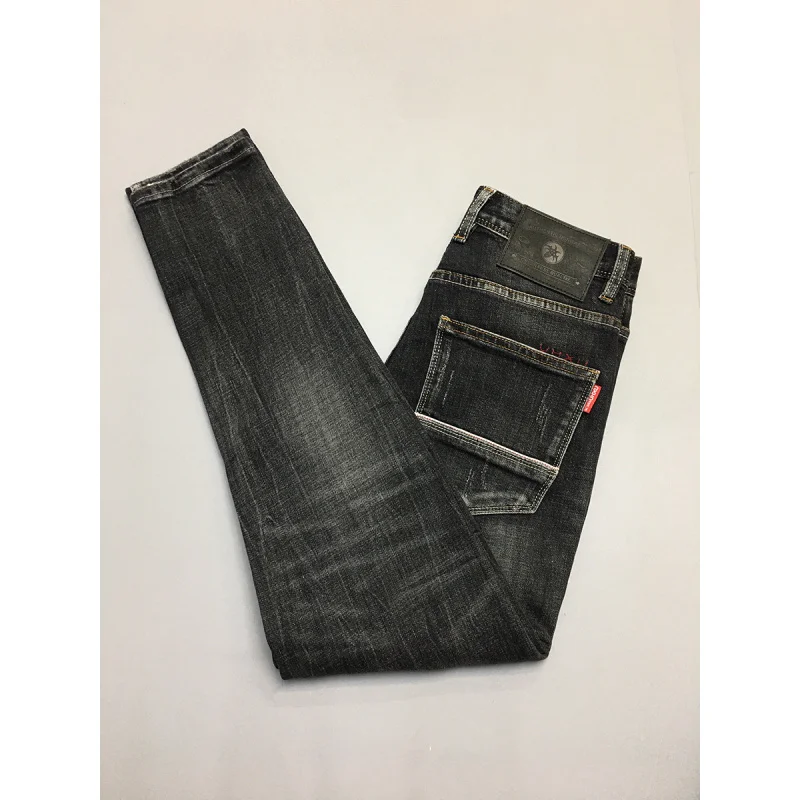 ブラックグレージーンズ メンズ 秋冬 メンズ服 トレンドブランド スクープ＆スリムフィット スモールストレート レトロ ロングパンツ