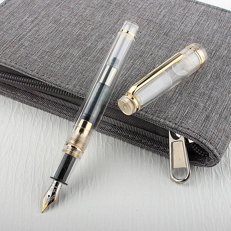 

Jinhao 82 Fountain Pen Transparency Gold Clip Spin Pen Popular EF F M NIB Business Office School Supplies Writing