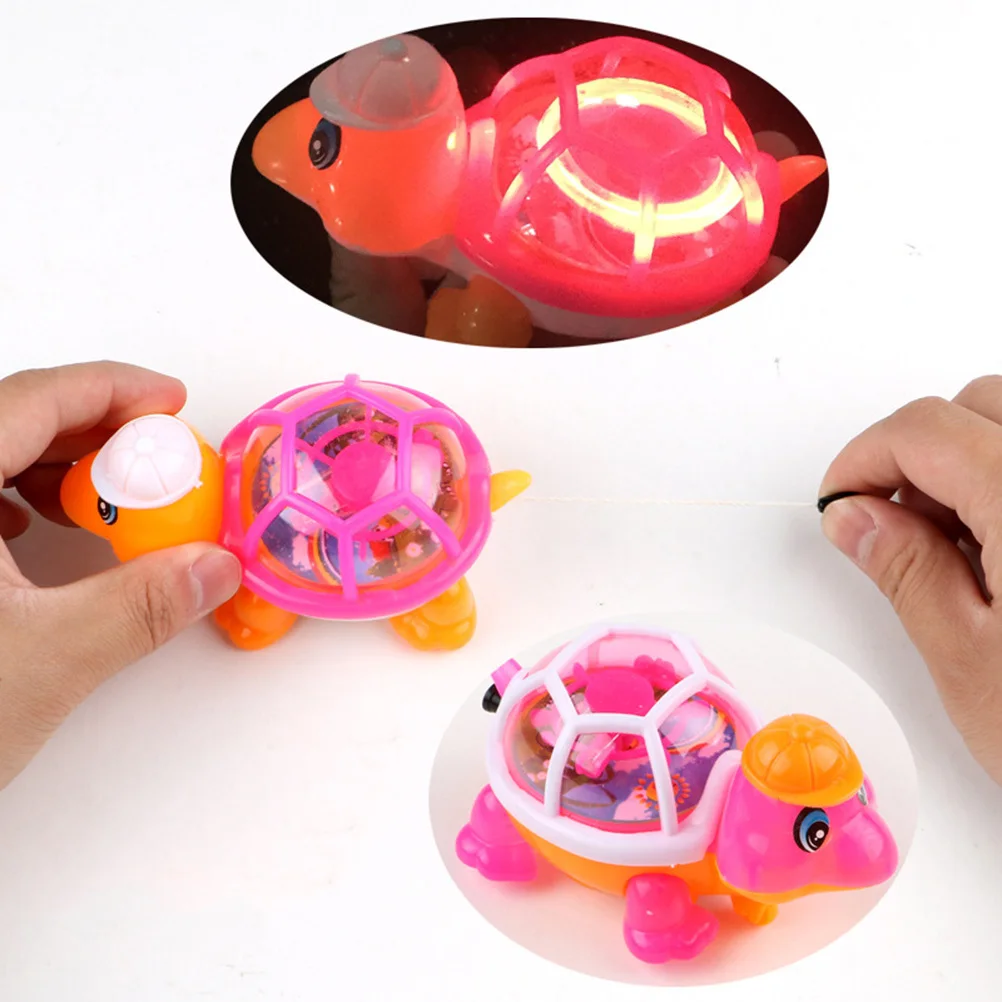Interactive Light Emitting Turtle for Toddlers Pull String Glow Crawler Educational Developmental Baby Playtime Gift Random