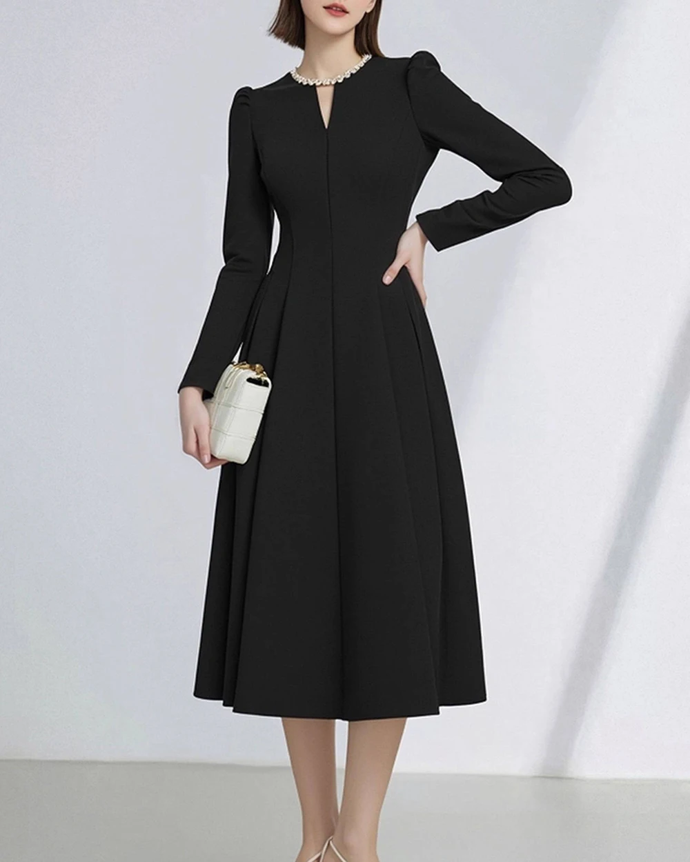Spring Hepburn style women's Dress high-end Fashion luxury temperament evening dress French classic black Long Skirt For Ladies