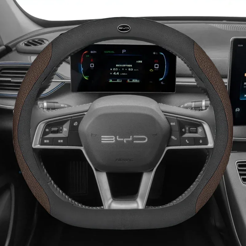 Leather Car Steering Wheel Cover for BYD SEAL U E2 TAN Shark KING Seagull Atto 4 HAN 2021 2022 2023 2024 2025 Auto Accessories
