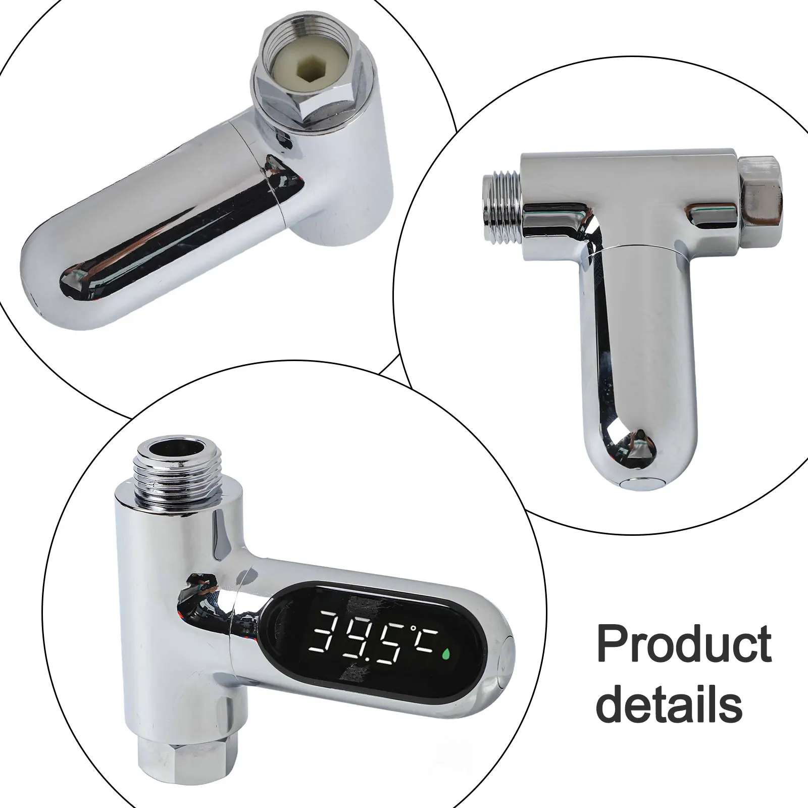 Self Generating Water Temperature Meter with Digital Celsius Display and Easy Installation for Standard 1/2 Inch Water Pipes