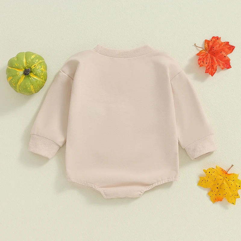 Baby Halloween Rompers Boys Girls Pumpkin Letter Embroidered Long Sleeve Loose Fits Jumpsuits Newborn Clothes