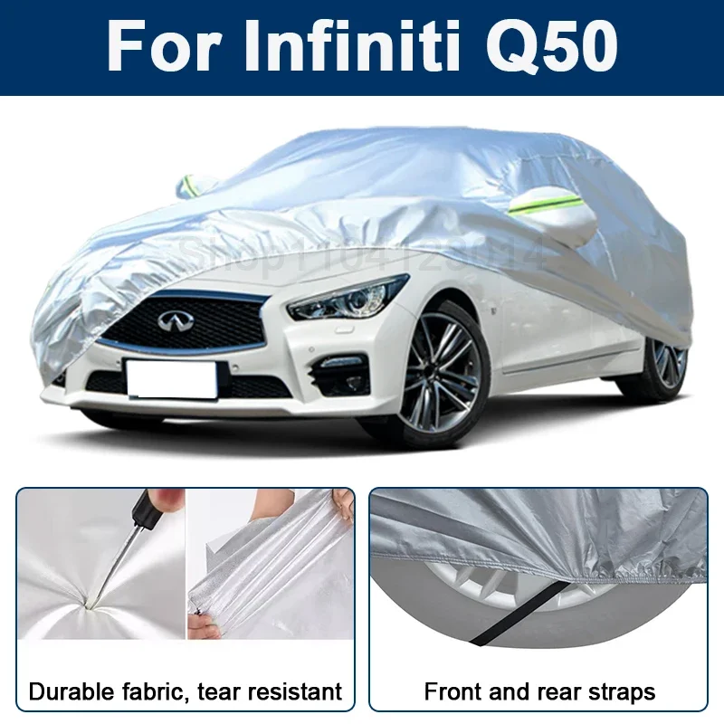 

Всепогодный чехол для автомобиля Infiniti Q50 с отражающими полосами, водонепроницаемый, снегозащитный, пылезащитный, с защитой от УФ-излучения, автоаксессуары