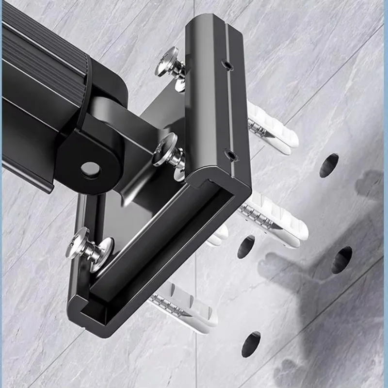 رائجة البيع طوي الملابس تجفيف الرف الغسيل قابل للسحب الحائط شماعات ملابس رف توفير المساحة شرفة رف معلق #5