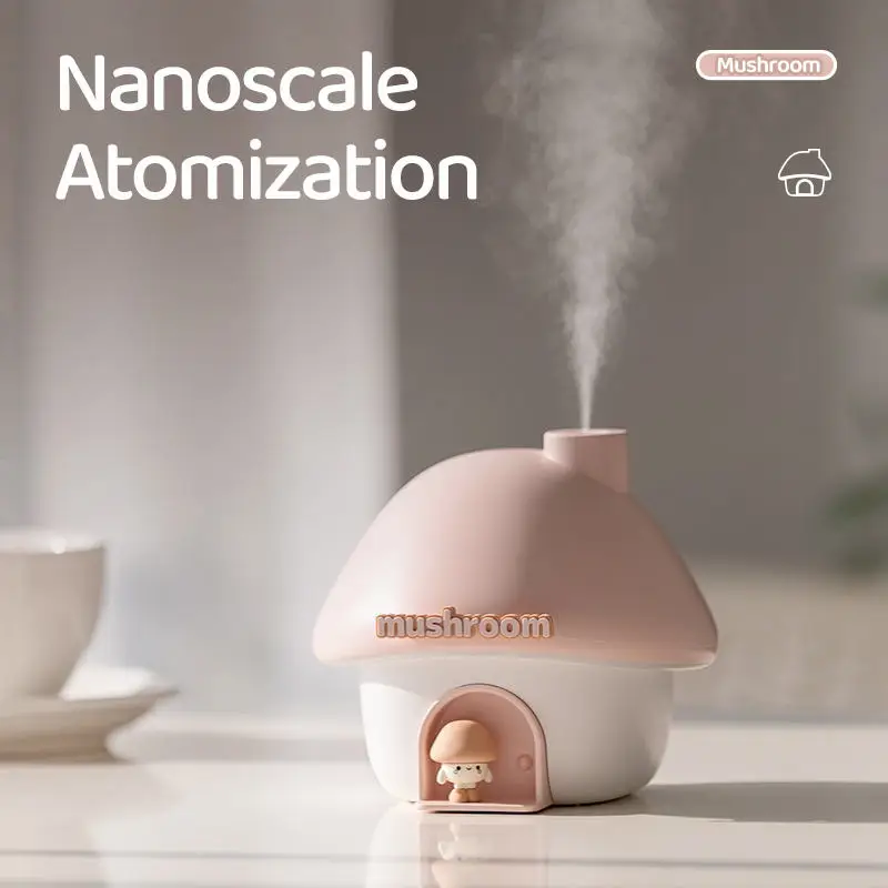 Mushroom House 7-Color Atmosphere Light Aromatherapy Diffuser 300ml Portable Cute Gift Wireless USB Air Mini Humidifier