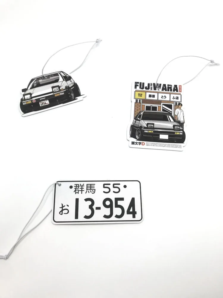 Initial D Car Smell Air Freshener Solid Hard Paper Car Perfumes Rear View Mirror Hanging Accessories for Fujiwara Tofu Japanese image 2